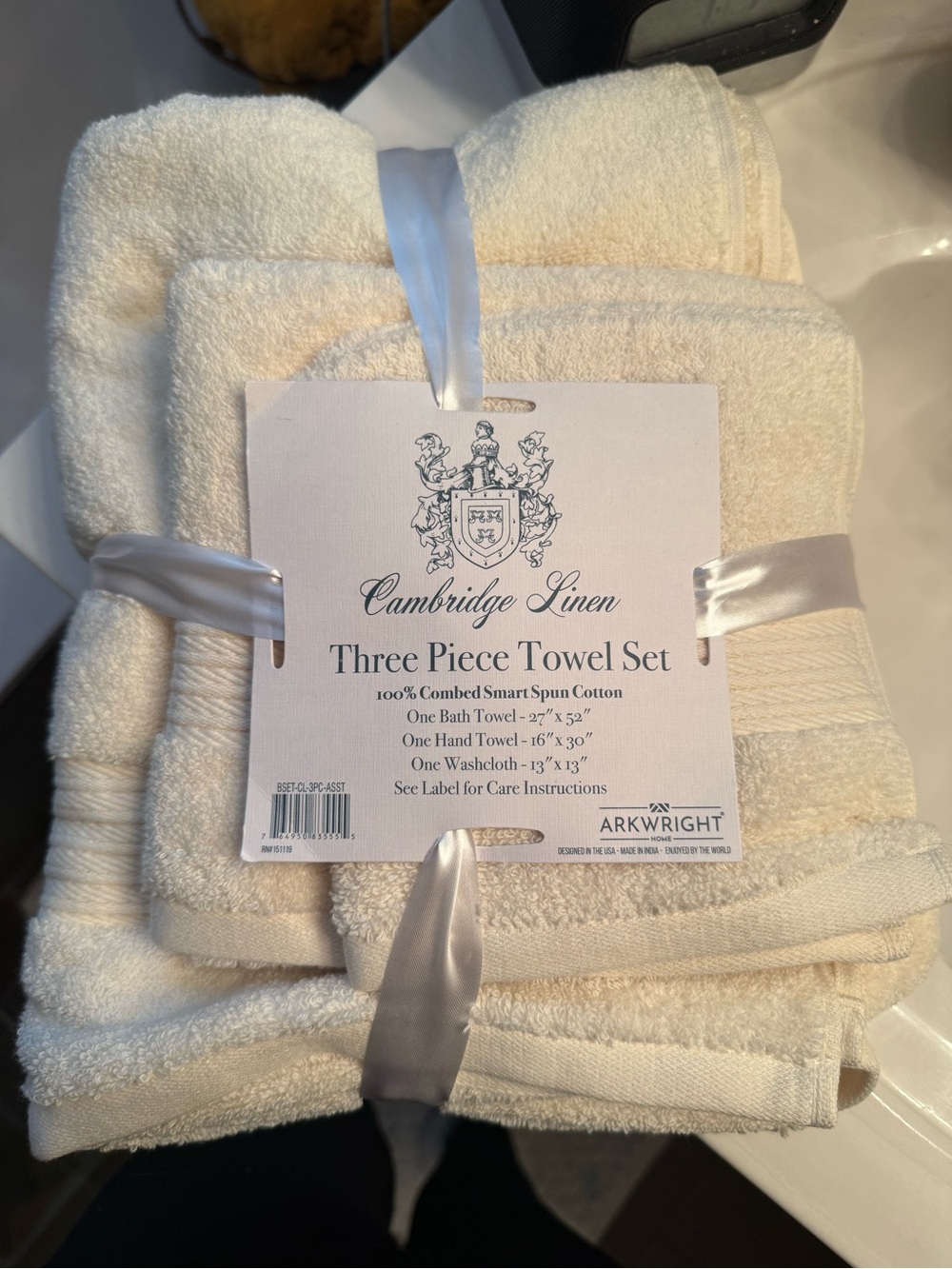 Three Piece Towel Set - Cream